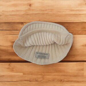 Vintage BURBERRY LONDON Lambswool Beanie Hat - Beige